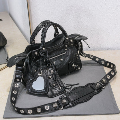Balenciaga Neo 26cm Cagole City Handbag With Rhinestones Black Patent Calfskin