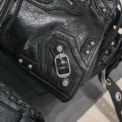 Balenciaga Neo 26cm Cagole City Handbag With Rhinestones Black Patent Calfskin