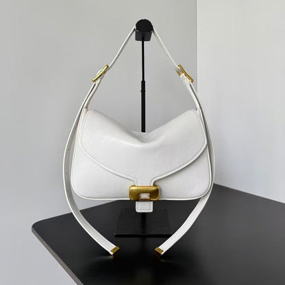 Clicca Shoulder Bag Medium White Arena Lambskin