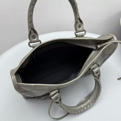Balenciaga Le City Small Tote Bag Olive Green Arena Lambskin