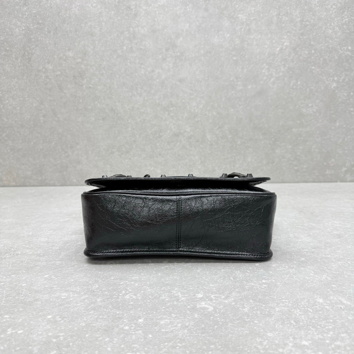 Balenciaga Le City Small Flap Messenger Bag Black Oil Wax Leather