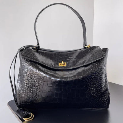 Balenciaga Rodeo Bag 35 Black Crocodile Skin Gold Hardware 351307