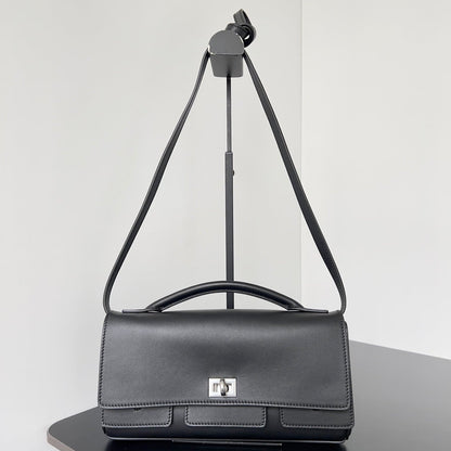 BEL AIR CLUTCH 27 IN BLACK NAPPA LAMBSKIN SILVER HARDWARE