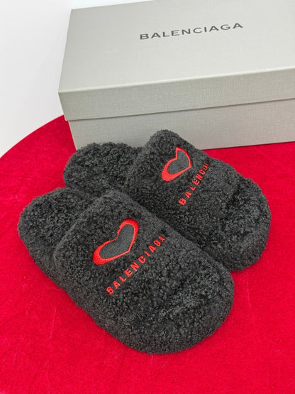Balenciaga 25s slippers black red wool 467706