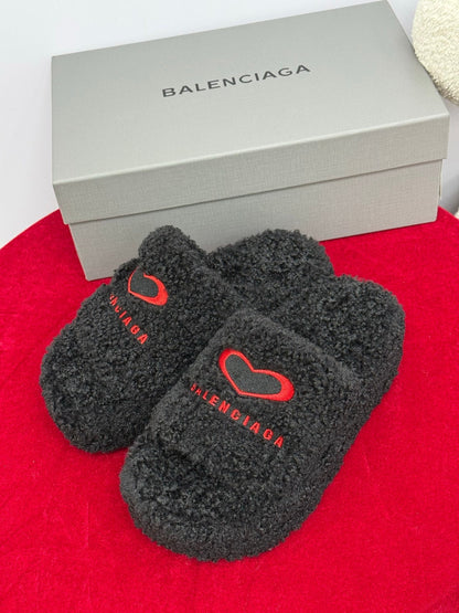 Balenciaga 25s slippers black red wool 467706