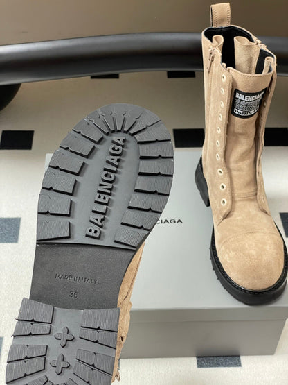 Balenciaga 25ss short boots light beige suede 469071