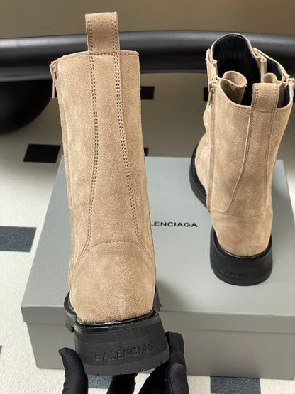 Balenciaga 25ss short boots light beige suede 469071