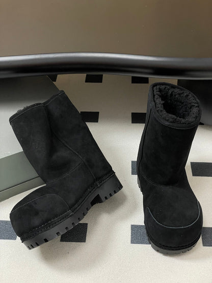 Balenciaga Low Snow Boots Black Suede 535036