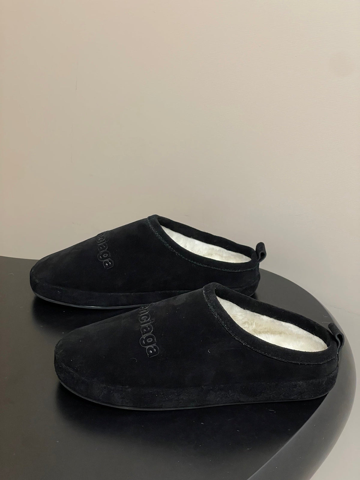 Balenciaga Mule Slip-On Black Suede Wool