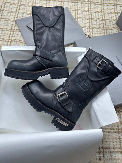 Balenciaga 25s Venom mid-calf boots black cowhide 467454