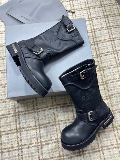 Balenciaga 25s Venom mid-calf boots black cowhide 467454