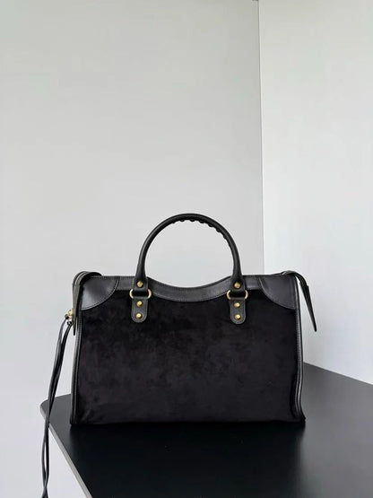 Balenciaga 2026 Le City Bag 37cm Black Suede Leather