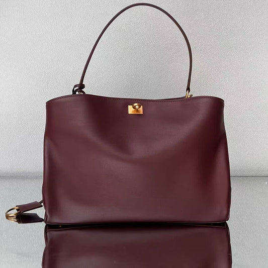 Balenciaga 2026 Rodeo Bag 29 Burgundy Calfskin Gold Hardware