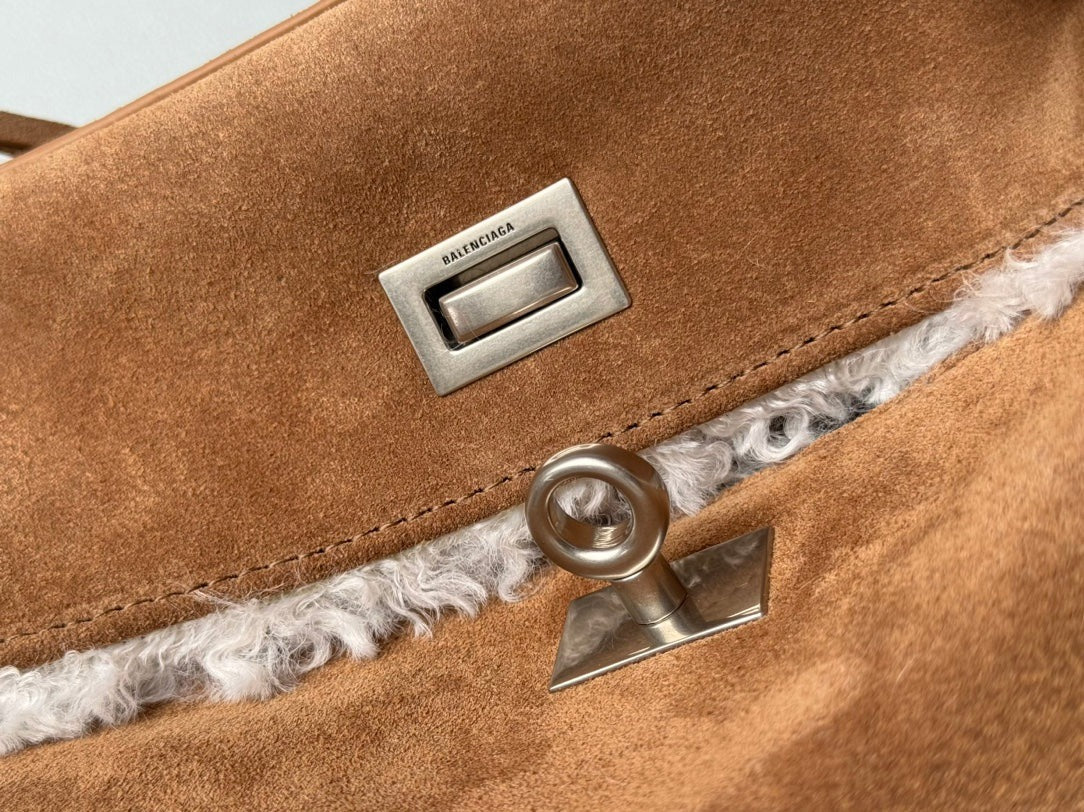 Balenciaga Small Rodeo Bag 29 Brown Suede Sliver Hardware