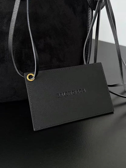 Balenciaga 2026 Le City Bag 37cm Black Suede Leather