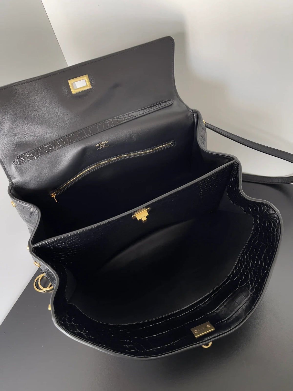 Balenciaga Rodeo Bag 35 Black Crocodile Skin Gold Hardware 351307