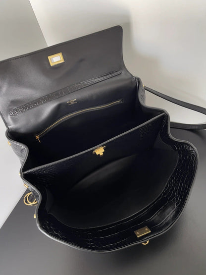 Balenciaga Rodeo Bag 35 Black Crocodile Skin Gold Hardware 351307