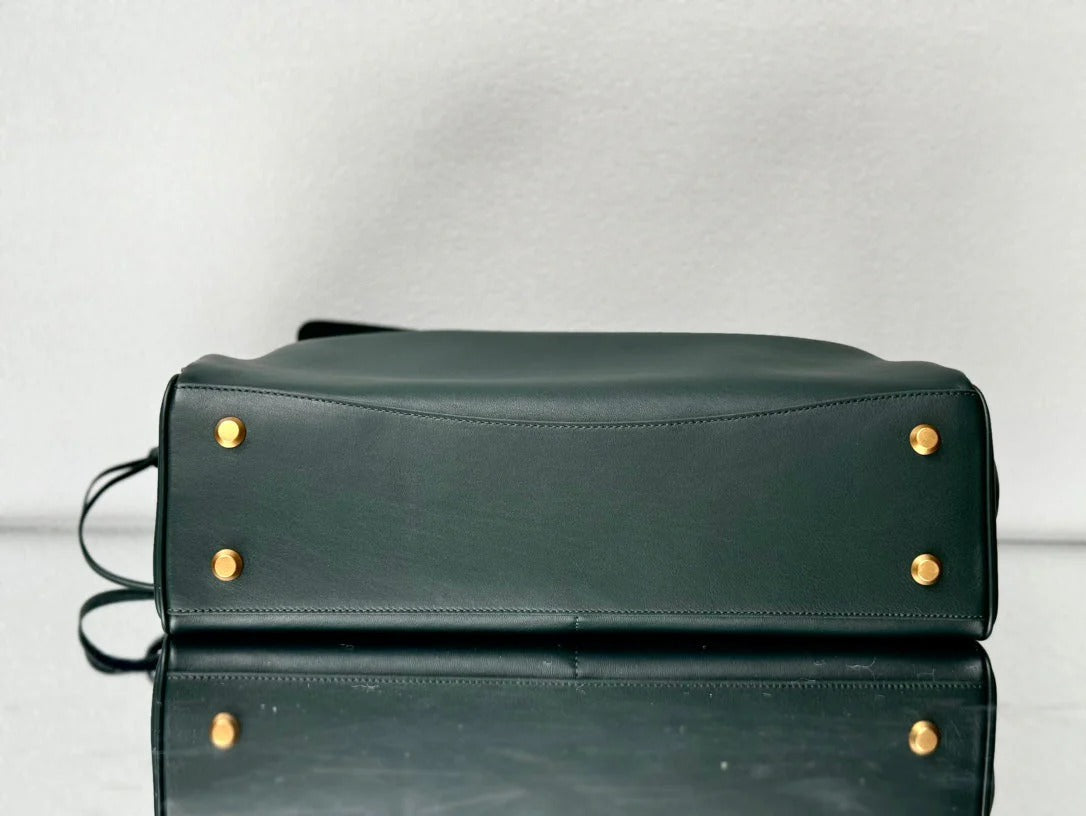 Balenciaga Large Bag 40 Dark Green Calfskin Gold Hardware