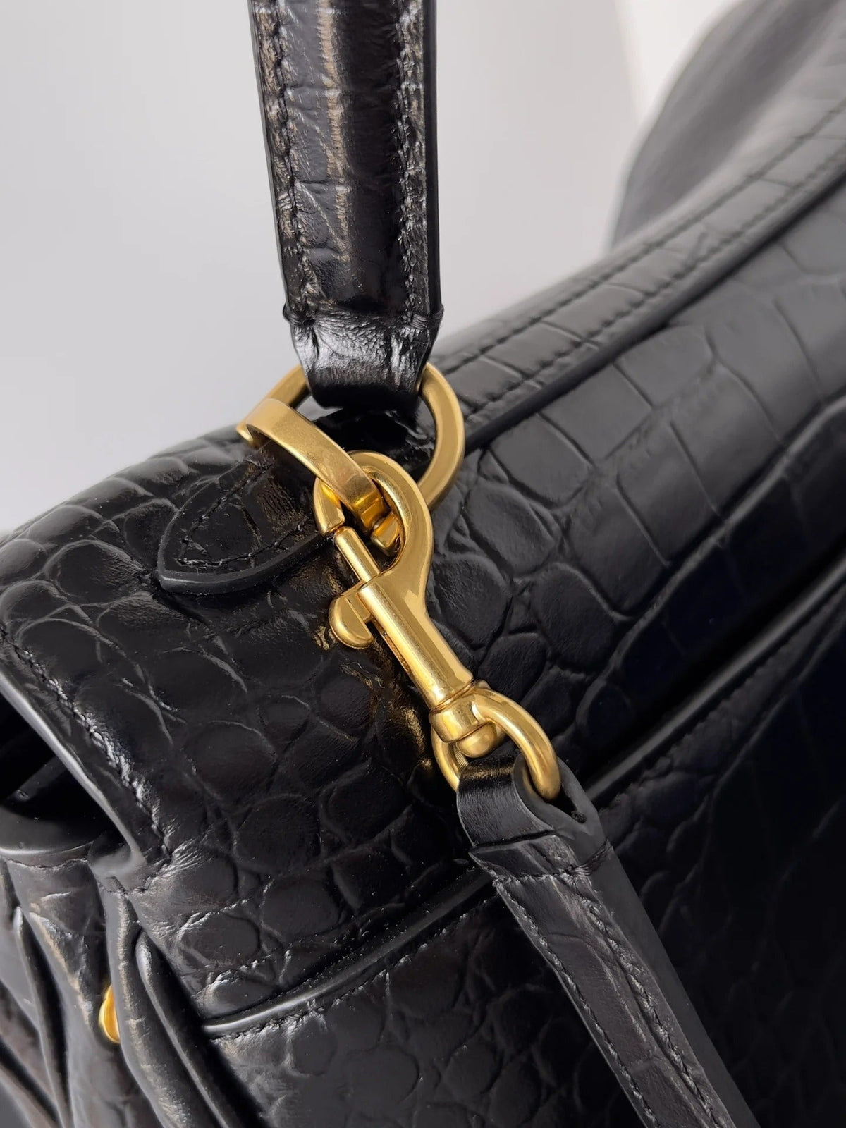 Balenciaga Rodeo Bag 35 Black Crocodile Skin Gold Hardware 351307