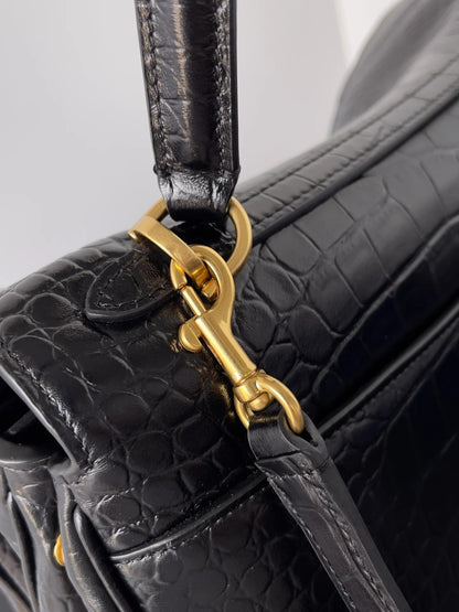Balenciaga Rodeo Bag 35 Black Crocodile Skin Gold Hardware 351307