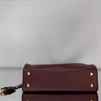 Balenciaga 2026 Rodeo Bag 29 Burgundy Calfskin Gold Hardware