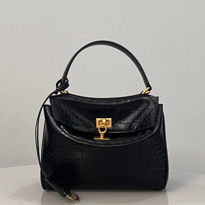 Balenciaga Mini Rodeo Bag 22 Black Crocodile Skin Gold Hardwware