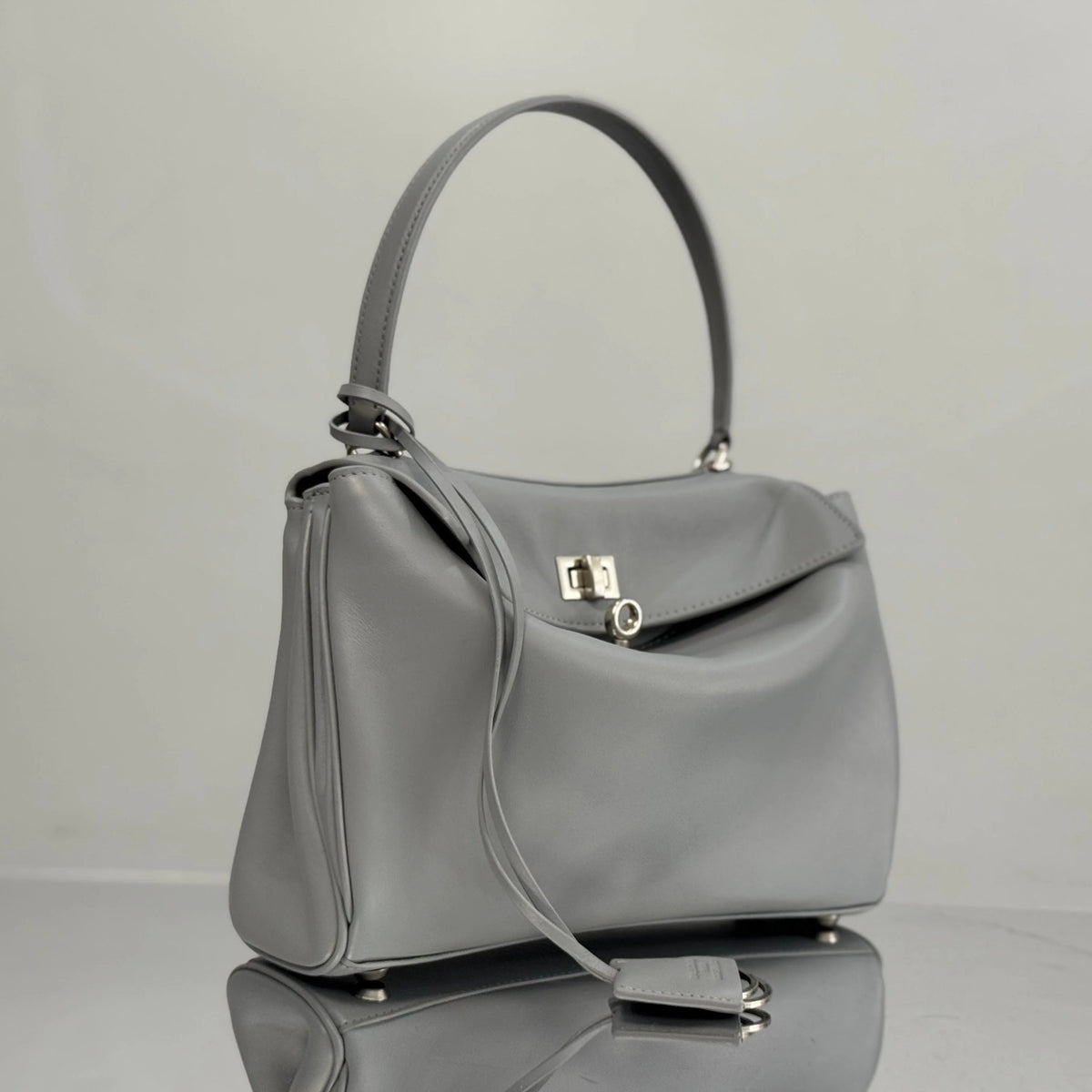Balenciaga Medium Bag 35 Gray Calfskin Sliver Hardware