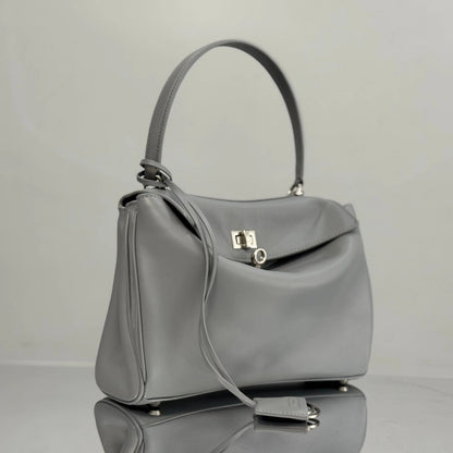 Balenciaga Medium Bag 35 Gray Calfskin Sliver Hardware